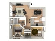 2 bedroom, 1 bathroom