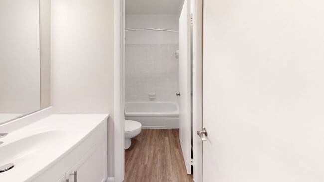 Renovated Bathroom with Luxury Plank Flooring