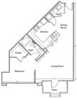 The Franklin Floor Plan - 1BR/1BA