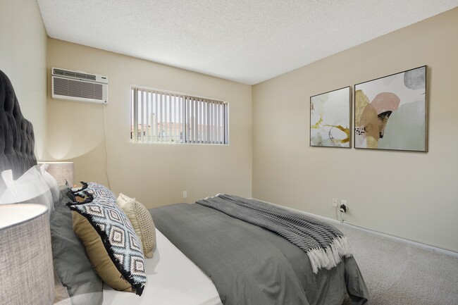 Bedroom with carpet flooring