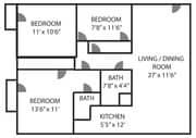 3BR/2BA