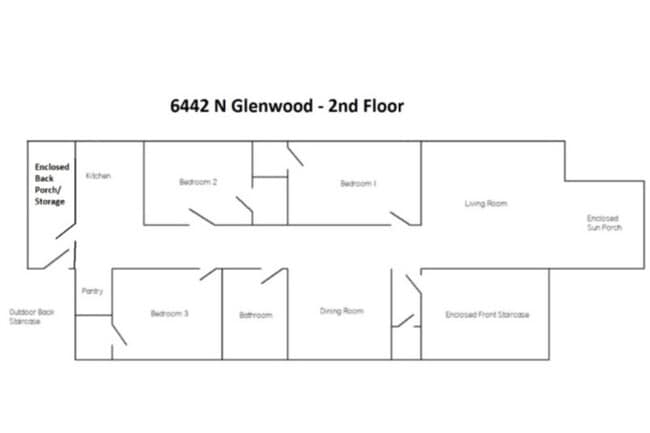 Planta baja de la Unidad 2 - 6442 N Glenwood Ave Unidad 2