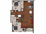 2 bedroom apartment home floor plan at Township 28