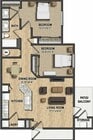 The Cammack is a two-bedroom home featuring an open-concept layout, ample closet space, and a private patio or balcony.