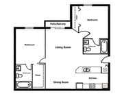 2 Bedroom, 2 Bathroom 898 Square Feet