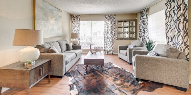 1BR,1BA - 673SF - MODEL - LIVING ROOM - Parks at Addison Rental