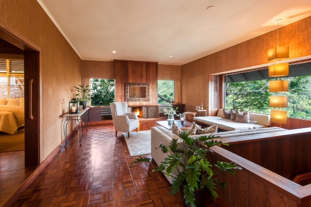 Living room with fireplace - 3098 Wailani Rd House