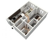Black Furnished 3D Floor Plan