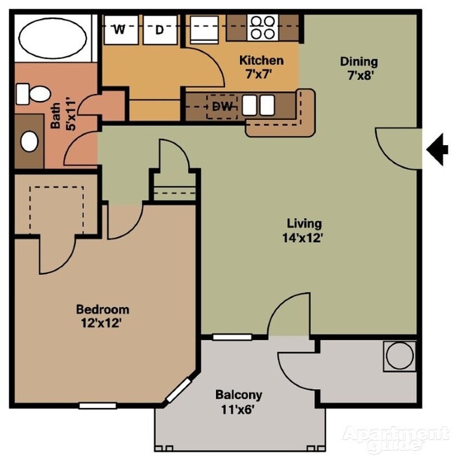 1BR, 1BA - 733SF - Lenox Park