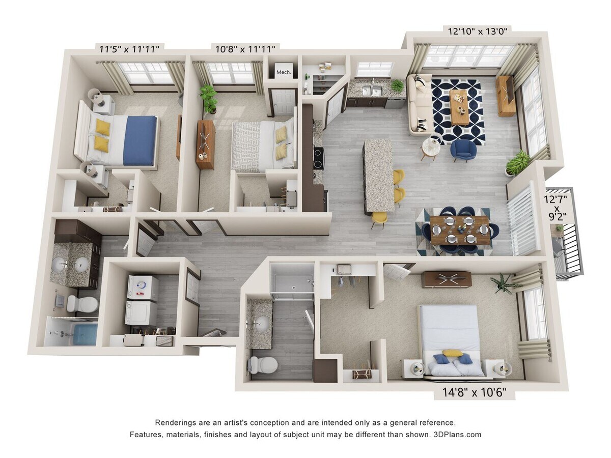 3 Bedroom w/ Walk-in Closets + 2 Bathrooms, Lots of Natural Light, Corner Unit Apartment! - 3 Bedroom w/ Walk-in Closets + 2 Bathrooms, Lots of Natural Light, Corner Unit Apartment! Unit APT. D302