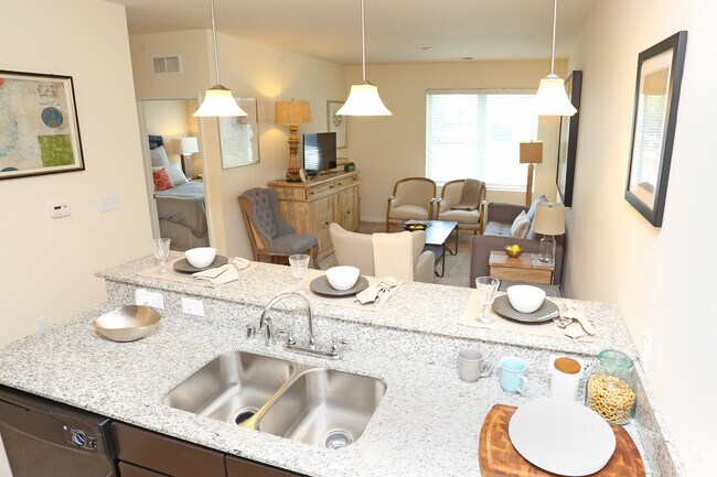 1BR, 1BA - 660 SF - Kitchen and Living Room
