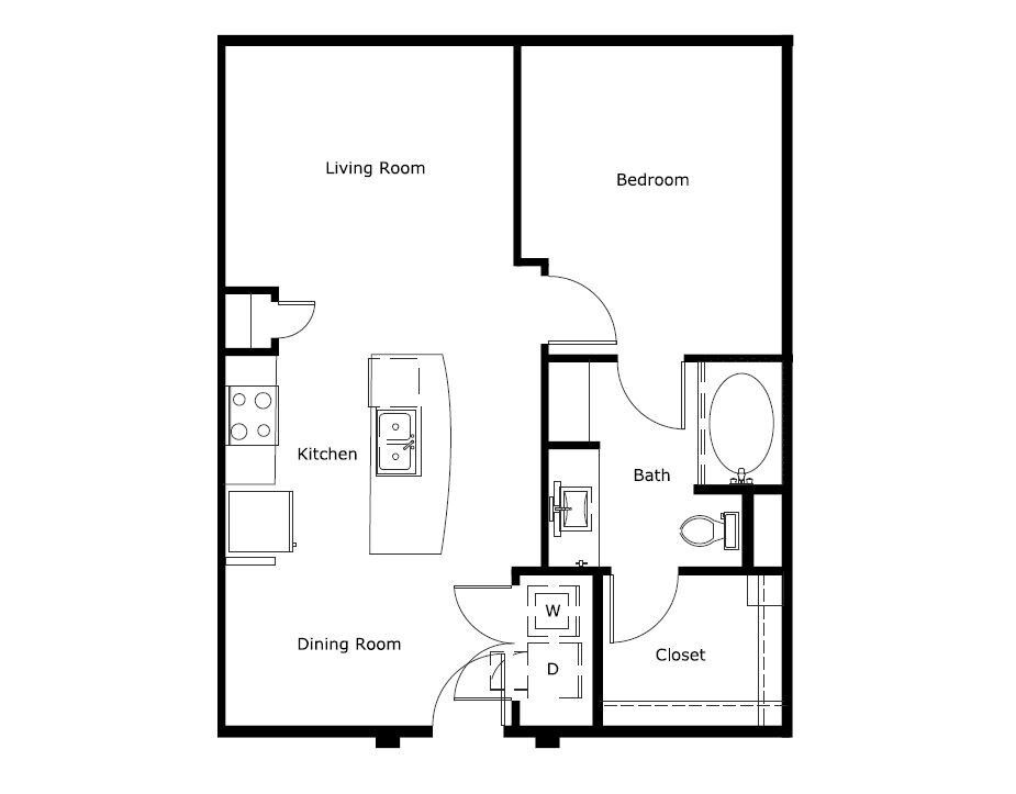 1 Bedroom 1 Bath - A10