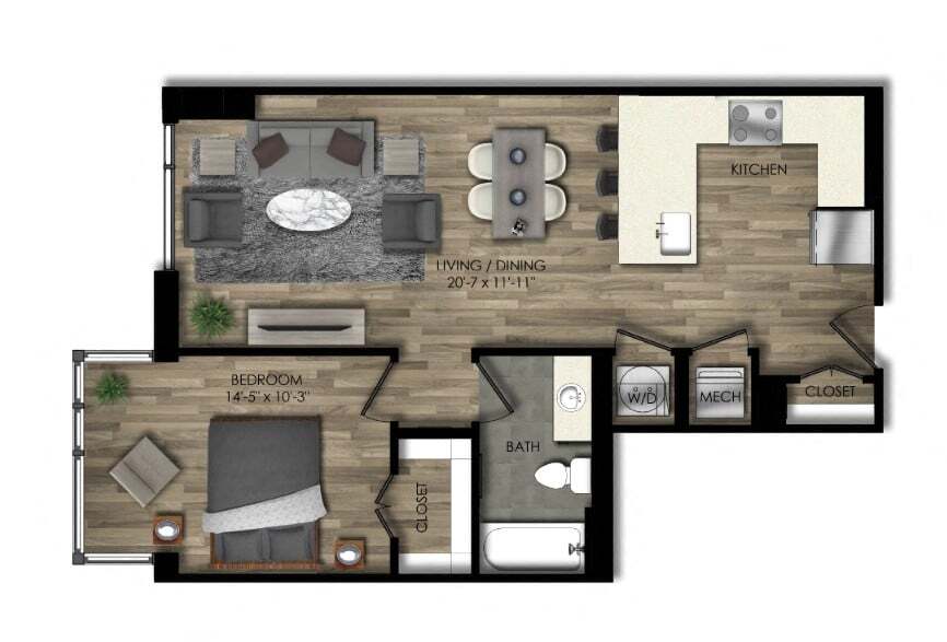 Floor Plan - 1 Bed/1 Bath-23W