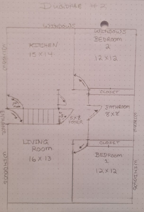 Upper unit floor plan - 2001 W Dugdale Rd