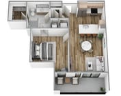 B | 1 dormitorio | 1 baño (plano de planta) Sagewell Hanover