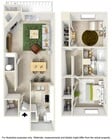 2BR, 2.5BA- 1300 SF - Floorplan