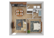1 Bed 1 Bath Floorplan