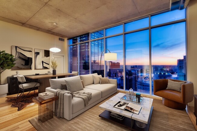 Chic and modern living rooms at One Light Luxury Apartments