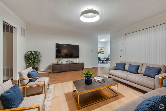 Staged living room - Euclid St. Apartments