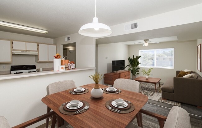 Photo represents an apartment home prior to renovation. Newly renovated homes feature refreshed interiors, with additional upgrades available in select homes
