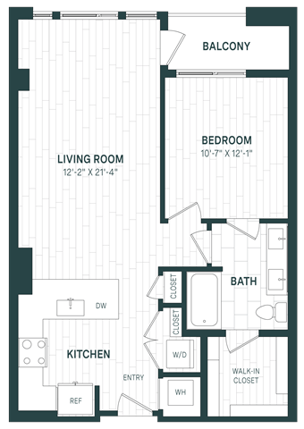 Floor Plan - 1 Bed/1 Bath-A11-P I