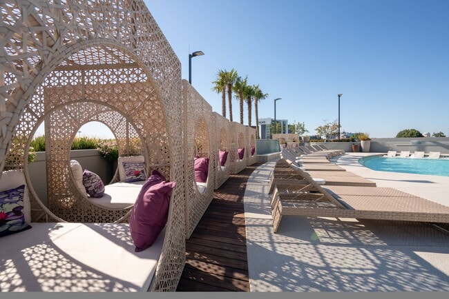 Poolside cabanas for your enjoyment.