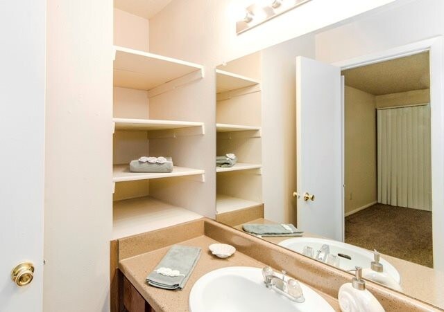 Bathroom with Oversized Vanity and Built-In Storage