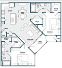 D1 Floorplan; 2 bedroom/2 bathroom