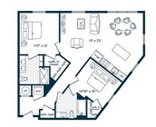 Two Bedroom Two Bath (1090 SF)