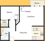 ONE BEDROOM/ONE BATH