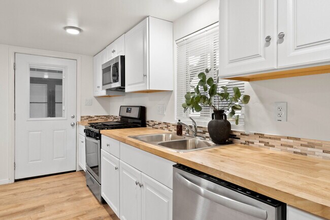Front door, kitchen