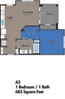 Azure City Living - A3 - 1 Beds - 1 Baths - 683 Sq. ft.
