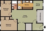 2BR 1 BA 890 Sq. ft.