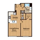 A6 | 1 Bed | 1 Bath floor plan 333 Central