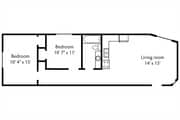 2BR/1BA Floor Plan