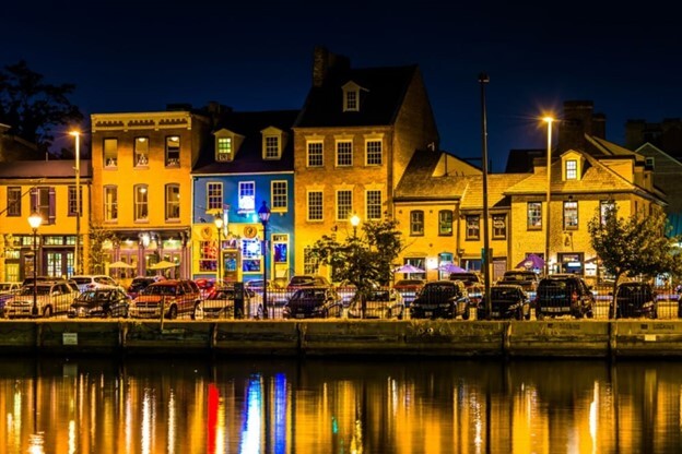 Fells Point at night. - 1000 Fell St Unidad 620 Rental