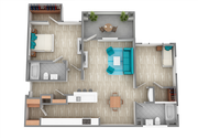 The Oak_2Bed_2Bath_1216 Sq Ft