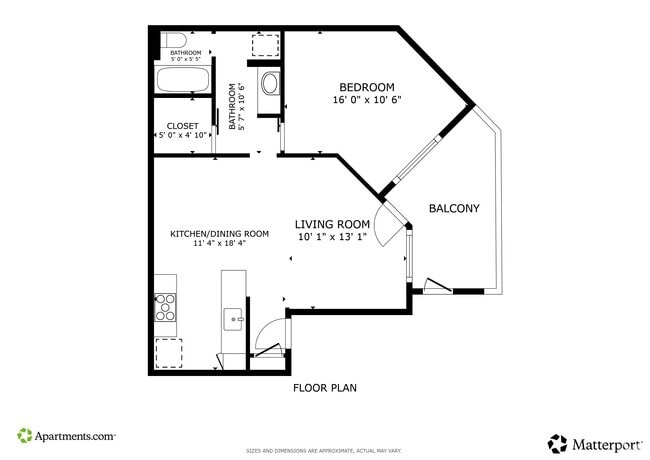 1 habitación, 1 baño - 700 pies cuadrados