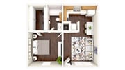 1Bed 3D Floor Plan