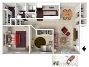 Village Green - 2B2B - Magnolia 1040-1060 SF - 3D Furn.jpg