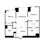 Serenity - B25.HC - 2 Beds - 2 Baths - 901 Sq. ft.