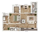 Explore the efficient design of this cozy urban living space, perfect for modern lifestyles.