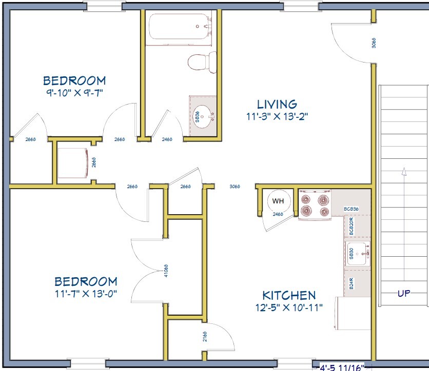 Floor plan - 140 Walnut St Apartments Unit 3