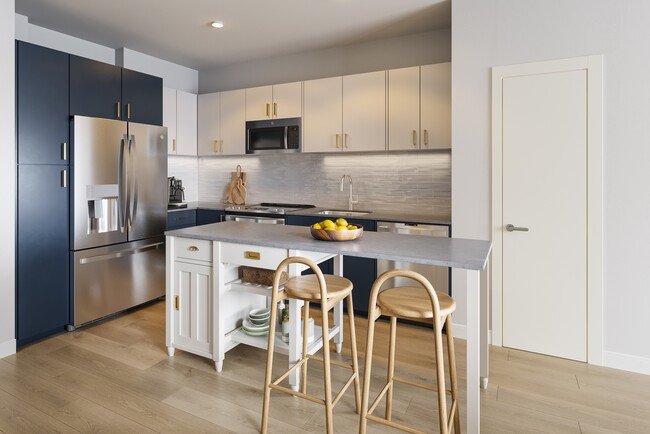 Modern two-toned kitchen cabinetry - Maxwell Apartments