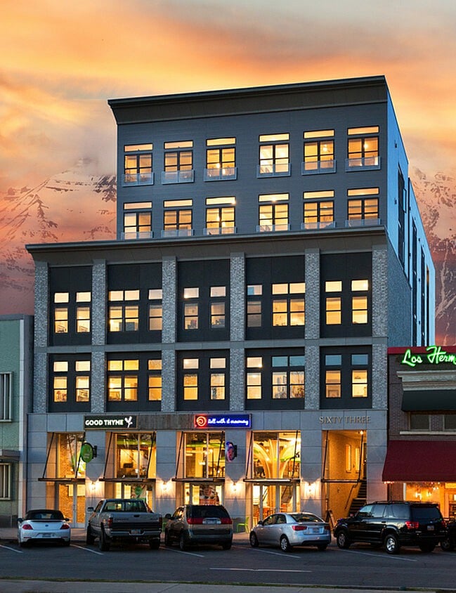 Experience urban elegance with this beautifully designed apartment facade.