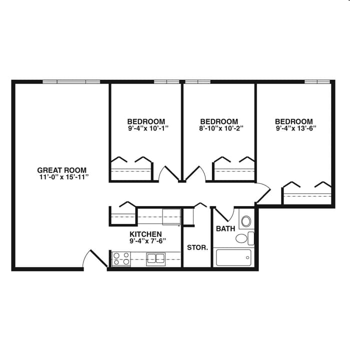 3BR/1BA - 3A