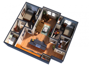 2 Bedroom 2 Bathroom Interior Unit