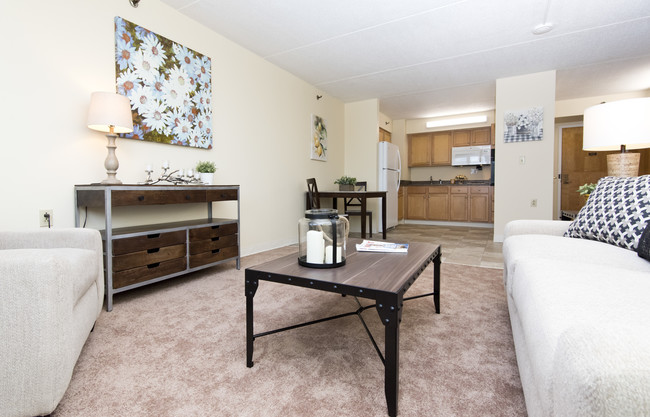 One bedroom apartment living/kitchen - Teresian Towers Independent Senior Living Apartments