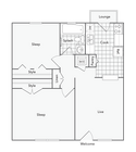 2 BR x 1 BA - A Floorplan