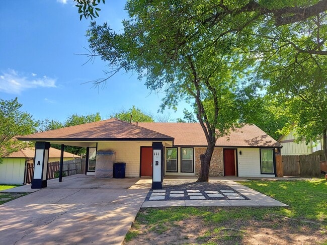 Front of Duplex, Unit A on the left, Unit B on the right